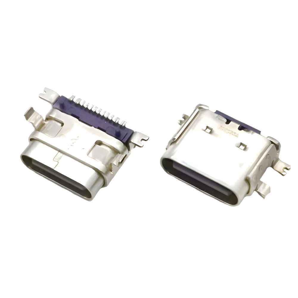 黑膠/紫膠 TYPE C 16P母座 板上SMT 前插后貼 板上H=3.46MM 長度L=8.1MM（華為66W快充專用）