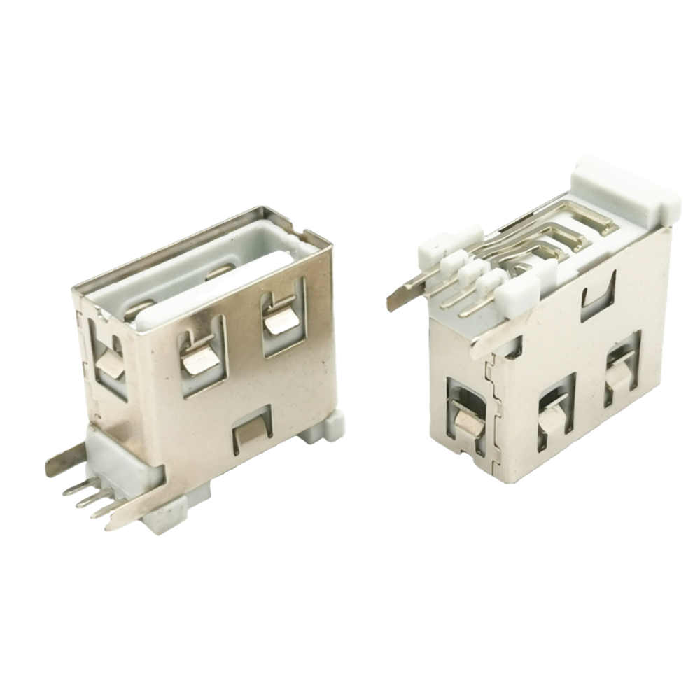 2.0 USB 側(cè)插A母5P 帶檢測開關(guān)PIN 兩腳插板 L=11.0MM 白膠