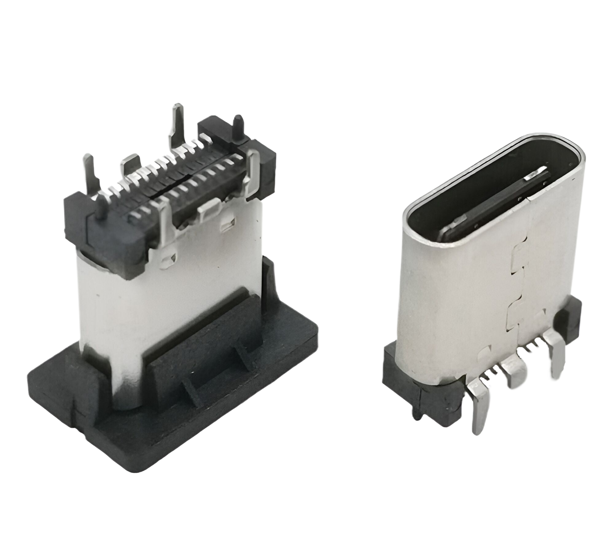 TYPE C 24P立貼母座 直立式SMT 雙排貼片 帶定位柱 帶防塵蓋 高度H=6.5、7.4、8.8、9.3、10.0、10.5MM